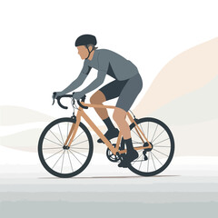 Naklejka premium Cyclist riding bike on minimal abstract background