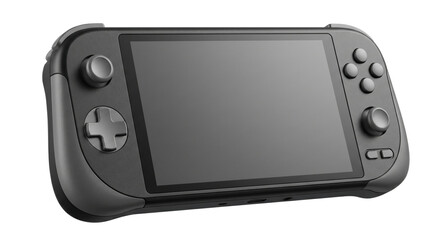 Modern grey handheld video game console, isolated on transparent background © PNG Lab