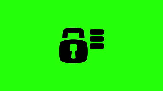 4K horizontal resolution video of a solid secure padlock guard next to cloud database server storage units bouncing. Playful popup transition element perfect for camera firmware protection overlays.