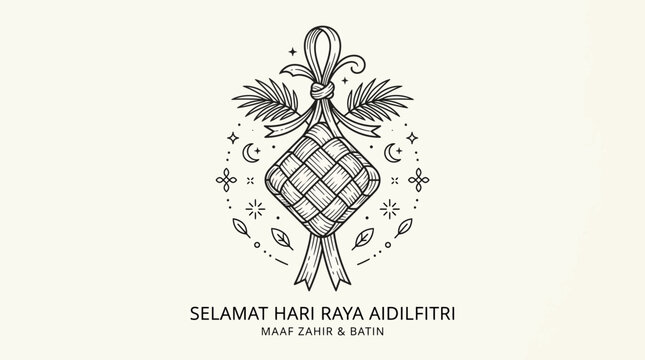 Ketupat Islamic Holiday Greeting Card - Selamat Hari Raya Aidilfitri