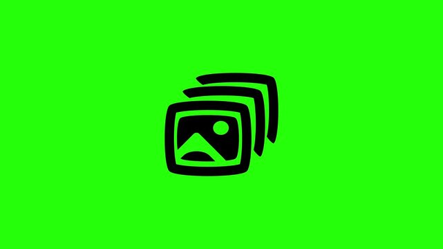 Premium 4K horizontal footage featuring multiple media photo frames stacked together bouncing. Creative popup asset representing continuous burst mode shooting gallery folder storage or digital scrapb