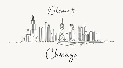 Fototapeta premium Chicago Skyline Illustration: Welcome to Cityscape Art
