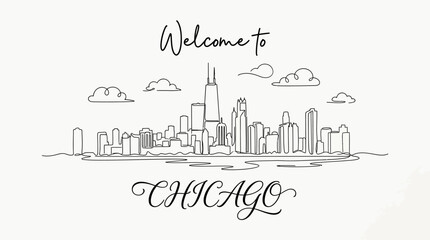 Fototapeta premium Chicago Skyline Illustration: Welcome to Cityscape Sketch