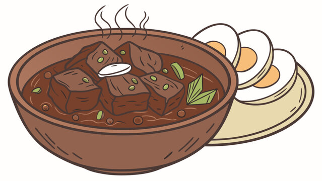 Traditional Indonesian Beef Black Soup Rawon with Salted Egg