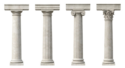 Naklejka premium Classic architectural stone columns with lintel crossbeams, isolated on transparent background