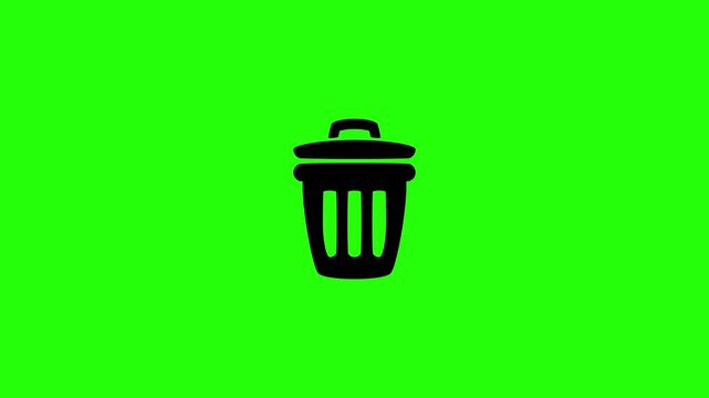 4K horizontal layout featuring a classic household trash bin can corrugated bucket bouncing cleanly. Elegant tactical popup icon for deleting multimedia trash file permanent removal instruction media.