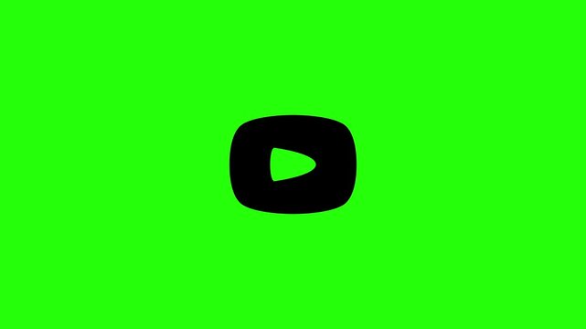Beautiful 4K horizontal motion graphic of a rounded square multimedia video play button controller bouncing. Lively popup asset ideal for media stream playback digital presentation screen templates.
