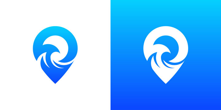 A creative Pin with wave logo design concept with modern styles. logo vector icon idea creative