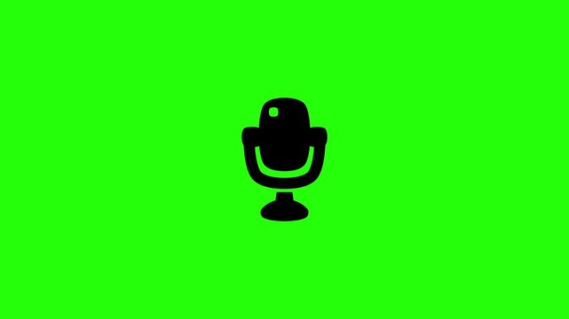 Premium 4K horizontal video showcasing an old fashioned vintage desk microphone stand bouncing. Clean energetic popup animation perfect for radio broadcasting podcast recording music studio topics.