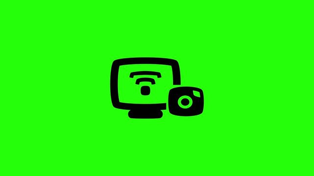Beautiful 4K horizontal motion clip of a smart desktop computer screen receiving instant wireless camera photo file feed via internet signal bouncing. Lively popup asset ideal for modern tethered shoo