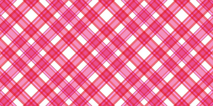 Seamless red and pink diagonal plaid pattern  background.