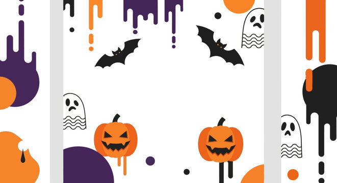 Halloween-themed background with pumpkins and ghosts