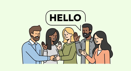 Group of Friends Greeting Each Other with a Smile © Adam