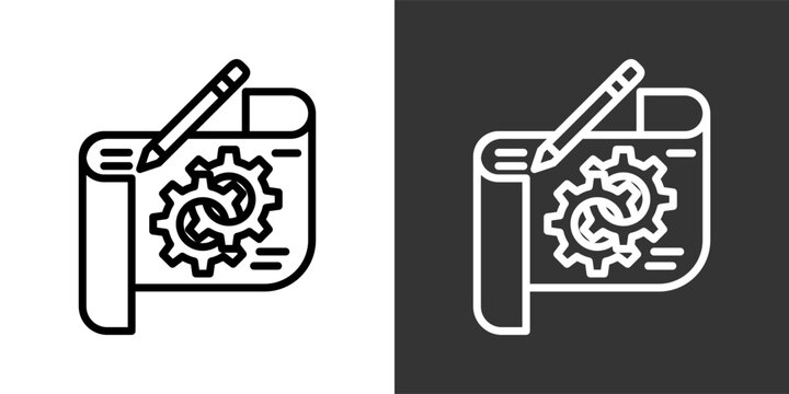 Engineering Black And White Multiple Style Icon Set Collection Pack Vector Illustration 
