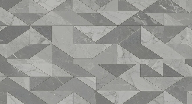 Geometric Gray Stone Tiles, Triangle Pattern, Textured Marble, Abstract Design, Decorative Wall Background.