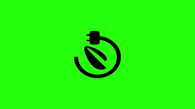 4K horizontal resolution video of a circular rolled electric power plug cable encasing an organic leaf sprout bouncing. Playful popup transition element perfect for clean voltage energy grids infrastr
