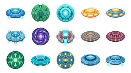 Collection of futuristic flying saucer spacecraft designs. © Alya
