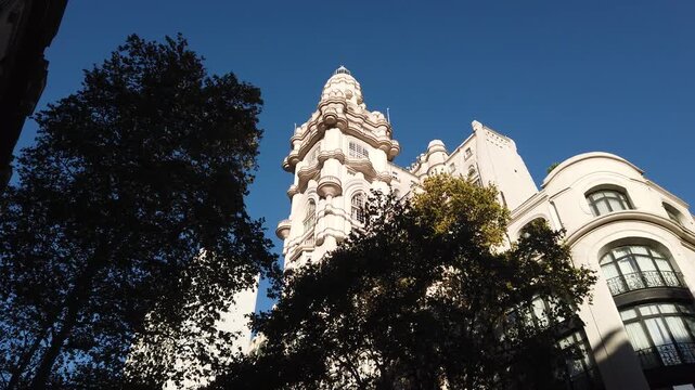 Barolo Palace Iconic Building Low Angle Historic Lighthouse Tower and Trees in Buenos Aires Argentina
