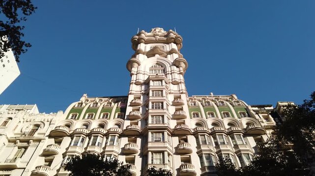 Palacio Barolo Landmark Establishing Historic Architecture and Clear Blue Sky in Buenos Aires Argentina
