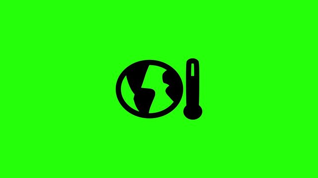 Clean 4K horizontal video showing an earth globe paired with a high climate temperature thermometer gauge bouncing fluidly. High quality popup graphic for climate change awareness global warming docum