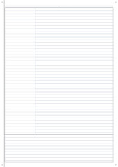Fototapeta premium Blank Cornell notes template with horizontal and vertical lines 