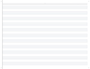 Fototapeta premium Blank music sheet with empty staves for notation and composition 
