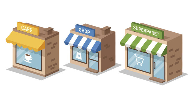 Three small retail shops including a cafe a general shop and a supermarket.