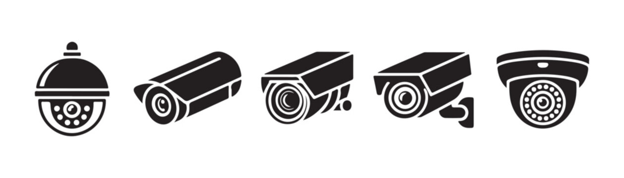 Cctv camera vector icon set. security camera isolated on transparent background. modern icons.