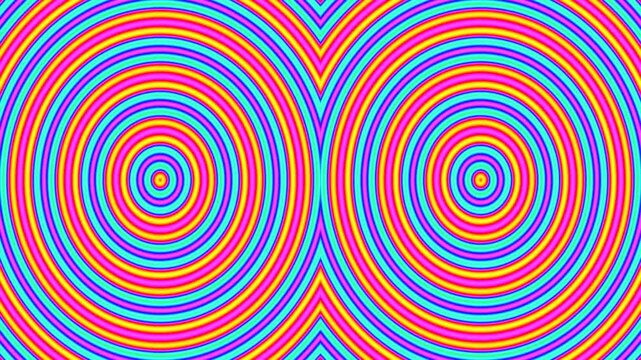 Vibrant psychedelic concentric circles pattern with bold colors and hypnotic visual effect