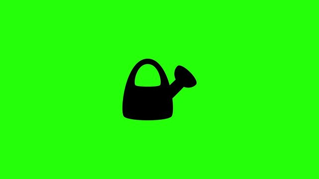 4K horizontal layout featuring a traditional farm manual watering can pot container vessel bouncing smoothly. Elegant tactical popup icon for backyard home gardening floral maintenance application das
