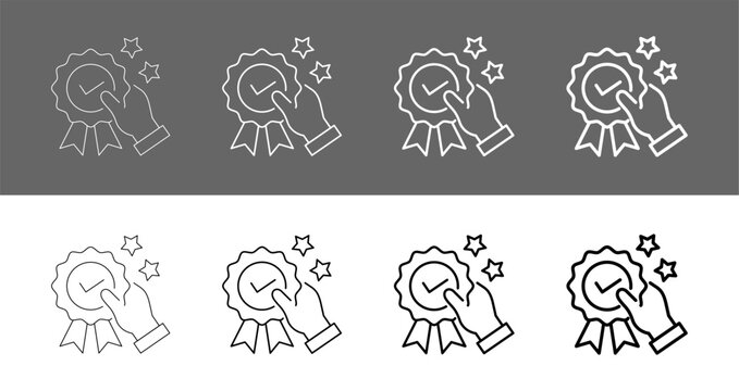 Quality Guarantee Seal and Premium Product Award Line Art Icon Vector Illustration Editable