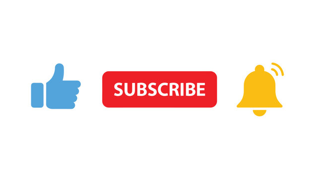YouTube Like Subscribe and Notification Bell Engagement Icons Set