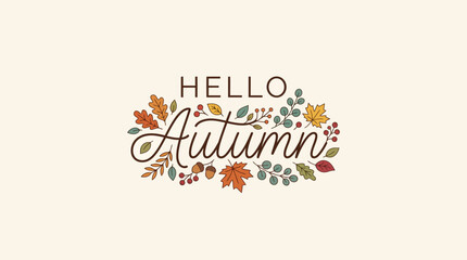 Hello Autumn Colorful Leaves and Seasonal Greetings © Dollarbi