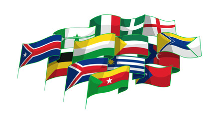Obraz premium Flags of Various Countries Waving Together.