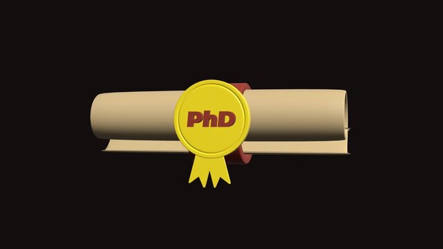 PhD 3D icon animation. Alpha matte with transparent background with 4K Resolution.