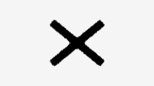 Red Cross Mark Brush, Red X mark, X Sign Hand Drawn Icon with rough brush texture, cancel mark, error symbol and reject graphic