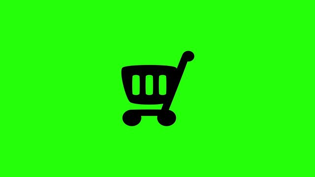 4K horizontal resolution video of a standard metal grid wire supermarket shopping cart vehicle rolling and bouncing. Playful popup transition element perfect for commercial digital finance cart adding