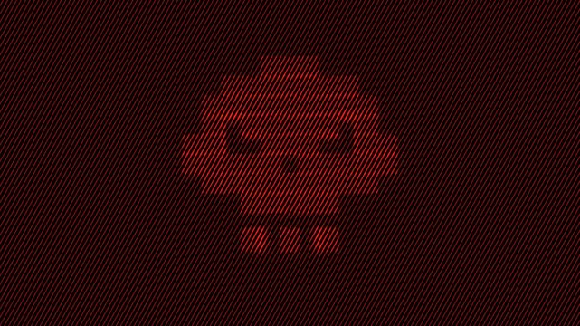 3d pixelated human skull symbol spinning animation