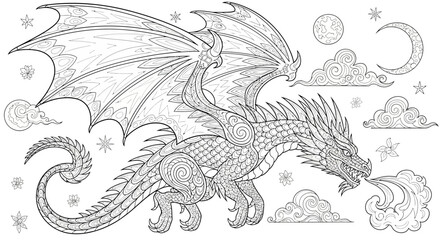 Fototapeta premium Fantasy dragon creature with wings.