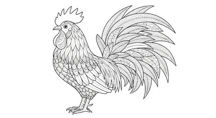 Detailed drawing of a rooster bird. © Alif