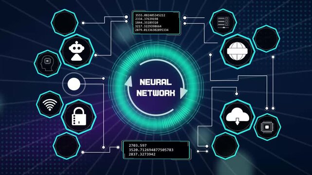 Innovative deep learning grid visualization showing adaptive neural network connections and interactive intelligence nodes
