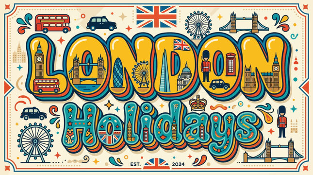London Holidays Illustration: Iconic Landmarks & Travel Graphic