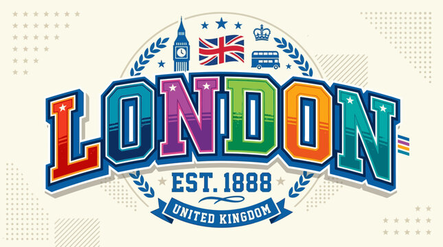 London City Emblem: Colorful Icon with Landmarks and United Kingdom Elements