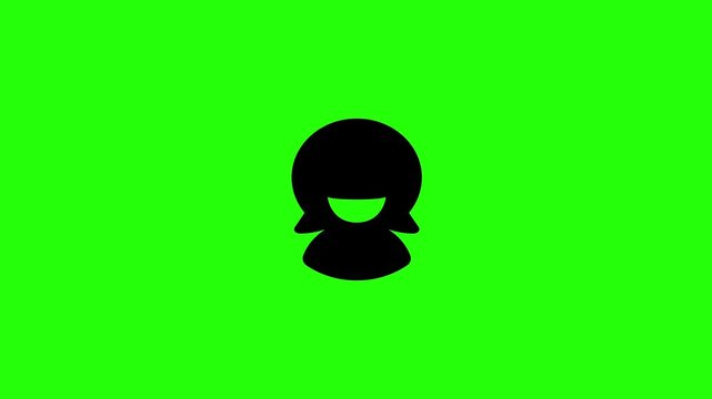 4K horizontal layout featuring a cheerful young female girl student portrait avatar silhouette icon bouncing cleanly. Elegant tactical popup icon for registration login member card user interface temp