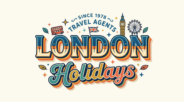 London Holidays Travel Agency Retro Emblem Design