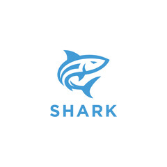 Obraz premium Abstract shark in bold line art minimalist logo
