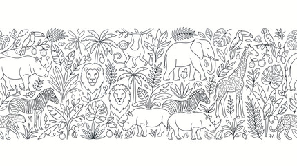 Jungle Scene with Various Animals and Foliage © Tradeone
