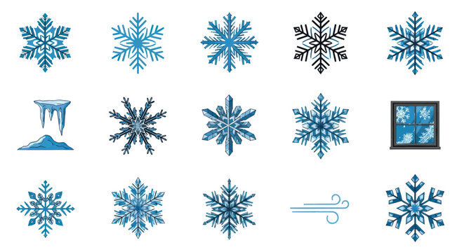 Collection of Various Snowflakes Designs.