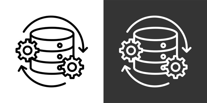 Data Processing Black And White Multiple Style Icon Set Collection Pack Vector Illustration 
