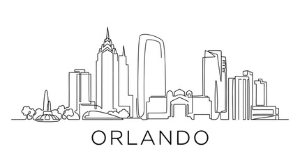 Obraz premium Orlando Skyline Line Art Illustration - Cityscape, Outline, Minimalist